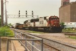 Eastbound manifest comes out of the siding